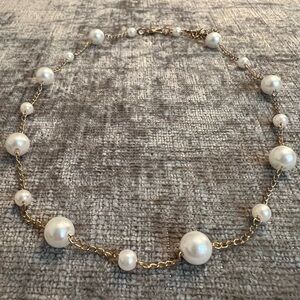 New Vintage Style Faux Pearl Collar Golden Chain Necklace - Fashion Jewelry